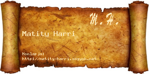 Matity Harri névjegykártya